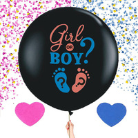 Ballon noir de 36 pouces pour révéler le sexe, ballons confettis avec confettis roses et bleus