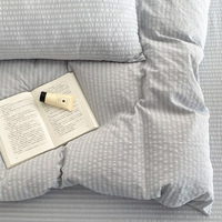 Ensemble de literie 4 pièces en gaze de coton rayée minimaliste, 100% coton, certifié OEKO-TEX GOTS, sans plis, style coréen