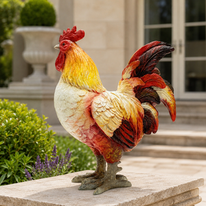 Adorno de Gallo de Estilo Rústico <span class=keywords><strong>Americano</strong></span> para Decoración de Patio y Jardín Exterior, Artesanía de Resina - Product Image 5