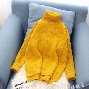 レディースタートルネックレギュラースリーブフリーサイズ韓国秋ビーズフロントロゴタッセル中空セーターシャツ - Product Image 4