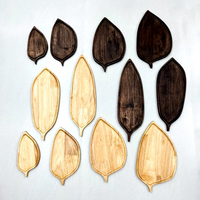Assiettes de service en bois en forme de feuille, design minimaliste fait main, motifs végétaux, pour fêtes et occasions spéciales