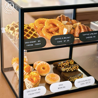 Vitrine à desserts en acrylique transparent à trois niveaux, cadre en métal noir, haute qualité, facile à nettoyer, durable, robuste