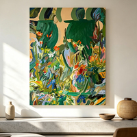 Peinture à l'huile abstraite peinte à la main, scène de jardin, sur toile, taille personnalisée, vente en gros pour la décoration d'hôtels et de maisons