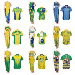 Skull Fire <span class=keywords><strong>Brasil</strong></span> Sin mangas Vestidos Casuales y Camisa hawaiana Parejas Island Outfit - Product Image 2