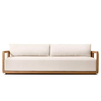 Ensemble de salon de jardin de style moderne, sièges rembourrés confortables pour patio, meubles en teck massif résistant aux intempéries, ensemble de canapés d'extérieur