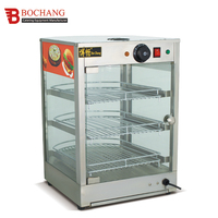 Vitrina de comida eléctrica comercial, calentador de exhibición de tienda de pollo frito en stock para supermercado