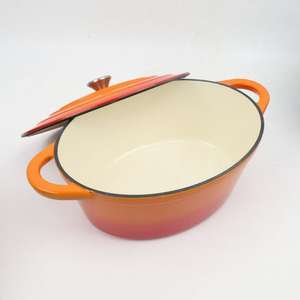 หม้อต้มปลาเหล็กหล่อเคลือบขนาด31ซม. คลาสสิกเครื่องครัวโลหะทรงรีใช้กับเครื่องล้างจานและเตาอบหม้อซุปและสต็อกที่ปลอดภัย - Product Image 4