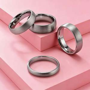 خاتم من التنجستن المصقول بتصميم عصري 4/6/8 مم للزفاف والخطوبة والهدايا والحفلات، مجوهرات أنيقة بالجملة - Product Image 2