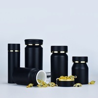 Produits de santé de haute qualité givrés noirs capsule médecine emballage bouteille acrylique plastique bonbons petite pilule