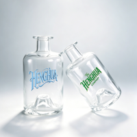 Botol Minuman Keras Kaca Bening 250ml Desain Baru dengan Alas Bentuk Gunung Es Unik, Botol Kaca Super Flint 25cl untuk Liquor Gin Whisky dengan Gabus