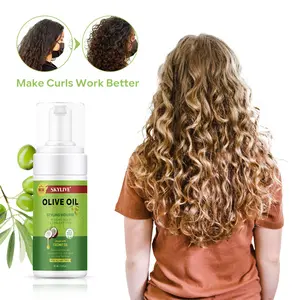 Mousse de cabelo para modelagem de cabelo, amostra grátis 207ml, mousse de cabelo para mulheres, óleo de oliva brilhante e antiderrapante