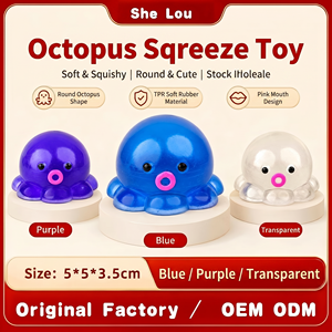 Cute Octopus Squishy <b>Toy</b> TPR Pout Mouth Round Jelly Squeeze Fidget <b>Toy</b> Kawaii Soft Stress Relief Gift for Party Favor <b>Desk</b> Decor - Product Image 2