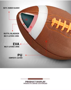 Logo personnalisé pour le rugby, cuir composite durable, <span class=keywords><strong>jeux</strong></span> d'entraînement de rugby en intérieur et en extérieur, divertissement, tailles 3, 6, 7, 9 - Product Image 2