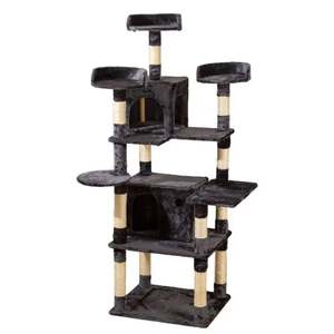 2024 New Eco-Friendly Wood & Sisal Cat Tree Toy House with Climbing and <b>Scratching</b> Features for Cats - Product Image 5