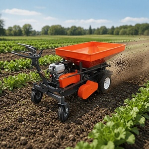 Épandeur d'engrais agricole manuel à double disque réglable, autopropulsé, pour grandes surfaces - Product Image 1