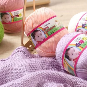 Sciarpa in filo misto lana di agnello australiano di medio spessore <span class=keywords><strong>cotone</strong></span> latte per neonati lavorato a mano e tinto per neonati - Product Image 2