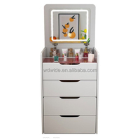 Coiffeuse compacte moderne avec miroir sur pied en MDF, commode de chambre à coucher pour gagner de la place, pour chambre à coucher, salon, appartement, hôtel