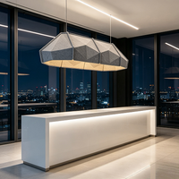 Lampe suspendue modulaire en feutre PET LED acoustique à grand abat-jour, style européen, pour bureau à domicile, intérieur, CRI 90 élevé, gris