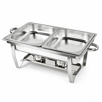 Réchauds de buffet rectangulaires en acier inoxydable Allnic 410 avec support pliable et couvercle amovible pour cantine