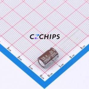 Condensador Electrolítico de Aluminio de Orificio Pasante DHG025M227G120S1AA, Orificio Pasante, D8xL12mm 220uF 20% 25V 600mA-100kHz - Product Image 1