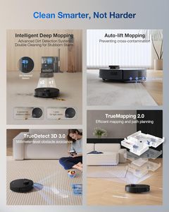 ECOVACS DEEBOT T30S Combo <span class=keywords><strong>Aspirateur</strong></span> robot laveur 11000Pa ZeroTangle Nettoyage des bords adaptatif TruEdge Lavage sonique à l'eau chaude - Product Image 4