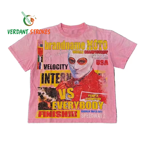 T-shirts Oversize en Coton Peigné Effet Délavé Personnalisables avec Impression Numérique, Motifs Rétro Années 90 et Strass pour Hommes - Product Image 2