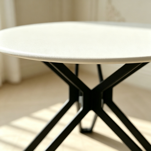 Table basse ronde moderne en verre trempé, cadre en métal noir, meubles de salon, design minimaliste, facile à nettoyer - Product Image 3