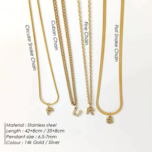 Collana Emanco Fashion Impermeabile in Acciaio Inossidabile Placcato <span class=keywords><strong>Oro</strong></span> con Iniziale Alfabetica (26 Lettere) a Catena a Serpente per Donna, Idea Regalo - Product Image 2