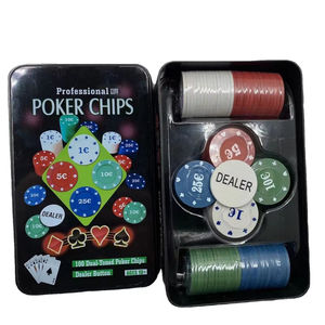 Juego de fichas de póquer de <span class=keywords><strong>Casino</strong></span> al por mayor de alta calidad, caja de plástico duradera, juego de fichas de póquer de <span class=keywords><strong>euro</strong></span> de 100 yardas - Product Image 1