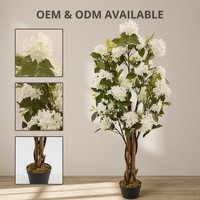 Arbre artificiel fleuri de 120 cm en soie, avec tronc en bois véritable, plante artificielle en pot pour décoration intérieure, mariage et événements