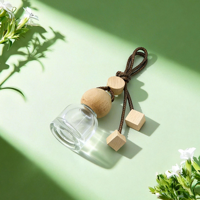 Nouveau flacon rechargeable en verre pour parfum de voiture, désodorisant, conteneur vide universel pour évaporation d'huiles essentielles, avec couvercle en bois, pendentif, direct usine