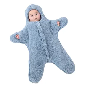 Sac de couchage pour enfants 0-6 mois mignon nouveau-né épaississant Onesie apaiser bébé Wrap couverture hiver bébé Swaddle