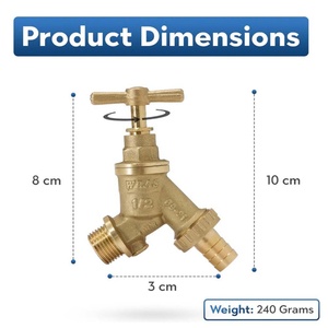 Robinet d'extérieur en laiton BSP 1/2'' pour tuyau d'arrosage avec adaptateur de raccord fileté 3/4'' supplémentaire pour l'irrigation - Product Image 2
