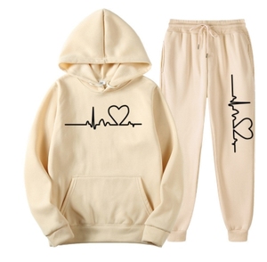 Completo da <span class=keywords><strong>uomo</strong></span> in pile con cappuccio Autunno Inverno 2026, Tuta sportiva trendy con motivo a cuore, <span class=keywords><strong>Abbigliamento</strong></span> casual da <span class=keywords><strong>uomo</strong></span> taglie forti - Product Image 3