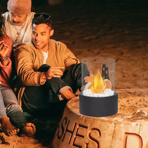 Mini foyer de table <span class=keywords><strong>en</strong></span> verre rond <span class=keywords><strong>en</strong></span> cristal, bioéthanol, insert de foyer, foyer de table portable, petit foyer de table au bioéthanol - Product Image 6