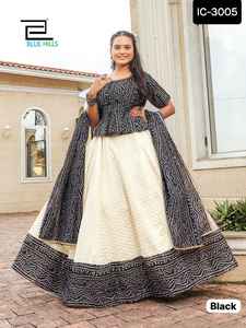 Lehenga choli ผ้าซาตินผ้าฝ้ายแบบดั้งเดิมอินเดียชุดแต่งงานพิมพ์ลายสำหรับผู้หญิงสไตล์เสื้อผ้าปากีสถาน - Product Image 4