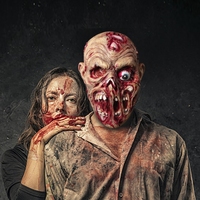 Masque en latex intégral d'horreur zombie pour Halloween, fête de Noël, cosplay, visage sanglant et dégoûtant, masque de terreur pour adultes