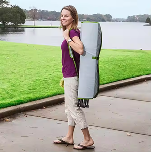 Chaise longue pliante à baldaquin vintage sans insectes, fauteuil inclinable pliable gris pour l'extérieur avec parasol pour le jardin et le camping en <span class=keywords><strong>bord</strong></span> <span class=keywords><strong>de</strong></span> <span class=keywords><strong>mer</strong></span>. - Product Image 4