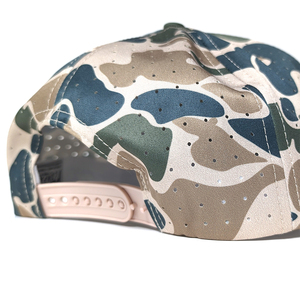 Chapeau Camouflage OEM en polyester personnalisé de haute qualité 5 panneaux avec corde à bord plat Chapeau Gorras personnalisé non structuré Camouflage à plumes - Product Image 4