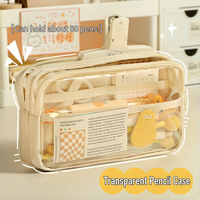 Étui à crayons transparent de grande capacité, sac de papeterie pour l'école primaire et secondaire, pochette à crayons de haute qualité