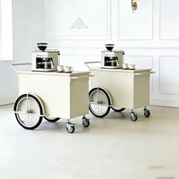 Carrello Bar Mobile Personalizzato con Logo, Armadietto Chiuso e Ruote da Bicicletta per Caffè, Matrimoni e Catering