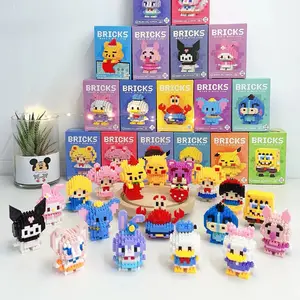 Pabrik grosir kartun partikel mikro blok 3d teka-teki mainan anak hadiah Mini monster Kit blok bangunan Set