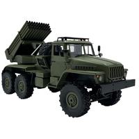 Camion RC en alliage 6 roues motrices à l'échelle 1:16 JX WPL B36-2 avec lance-roquettes, télécommande 2,4 GHz, niveau expert, véhicule de loisir intérieur/extérieur
