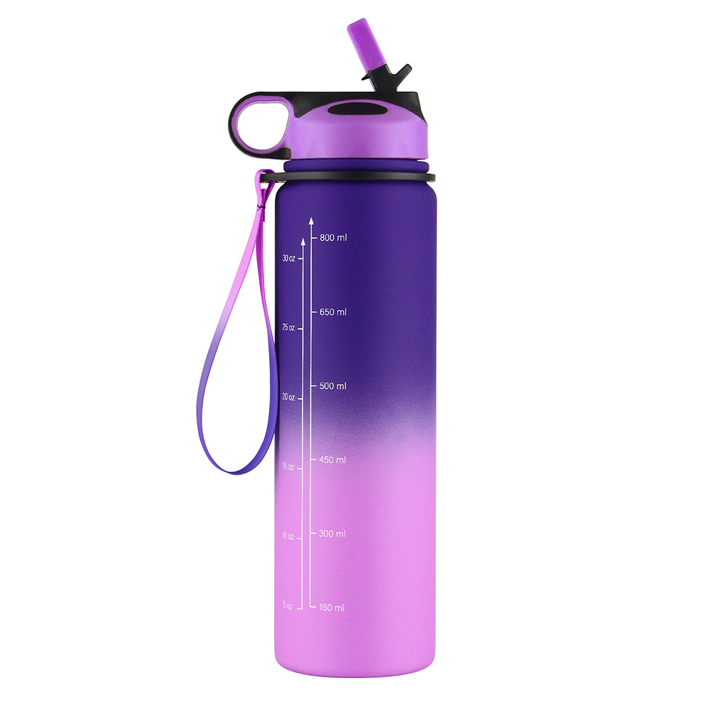 Bouche large 32oz bouteille d'eau Amazon en acier inoxydable populaire marqueur temporel bouteille d'eau
