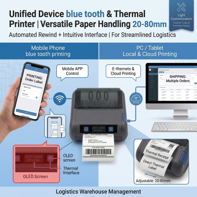 Commercial Use Barcode Printer Machine Office 80mm Barcode Thermal Label Printer Usb/ 3 Inch Rec