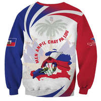 Pull-over homme à manches longues et col rond, coupe ajustée, avec impression par transfert thermique de la carte d'Haïti et motif 'Paix', vente en gros