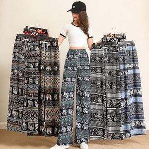 Vêtements pour femmes <span class=keywords><strong>Pantalon</strong></span> d'été à lacets avec peinture à l'encre <span class=keywords><strong>Pantalon</strong></span> décontracté pour dame <span class=keywords><strong>Pantalon</strong></span> long droit à cordon de serrage <span class=keywords><strong>Pantalon</strong></span> à taille haute et à jambes larges - Product Image 1
