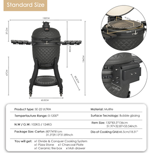 SEB KAMADO Ultra 22 pouces, meilleur barbecue au charbon de bois professionnel en céramique haut de gamme avec système de cuisson, <span class=keywords><strong>pierre</strong></span> à <span class=keywords><strong>pizza</strong></span> - Product Image 5