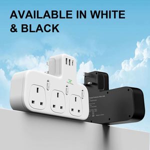 Adaptateur de prise 3 voies UK, extension multi-prises avec 3 USB, prise murale 13A 3250W adaptateur de chargeur multi-prises mural - Product Image 4