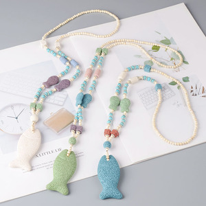 Colgante <span class=keywords><strong>de</strong></span> collar hecho a mano DIY con forma <span class=keywords><strong>de</strong></span> pez, <span class=keywords><strong>de</strong></span> roca volcánica, piedra natural, cuentas sueltas, adornos colgantes, modelo 1932 - Product Image 3